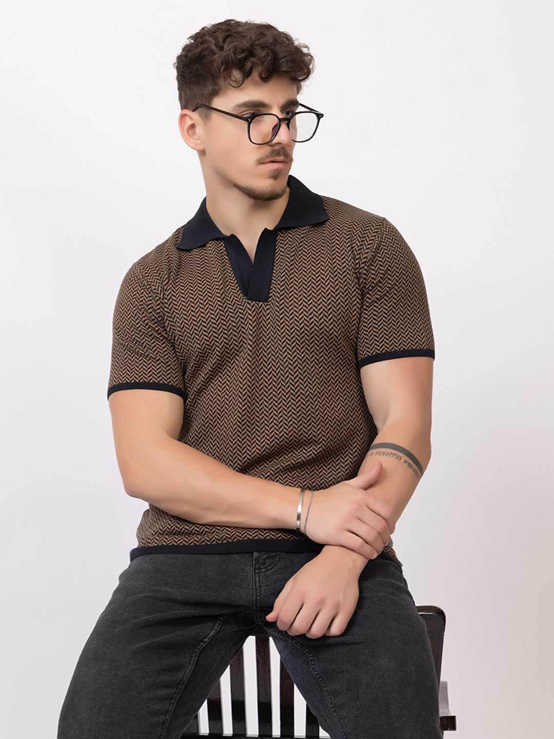HEARING BONE FINE KNIT POLO