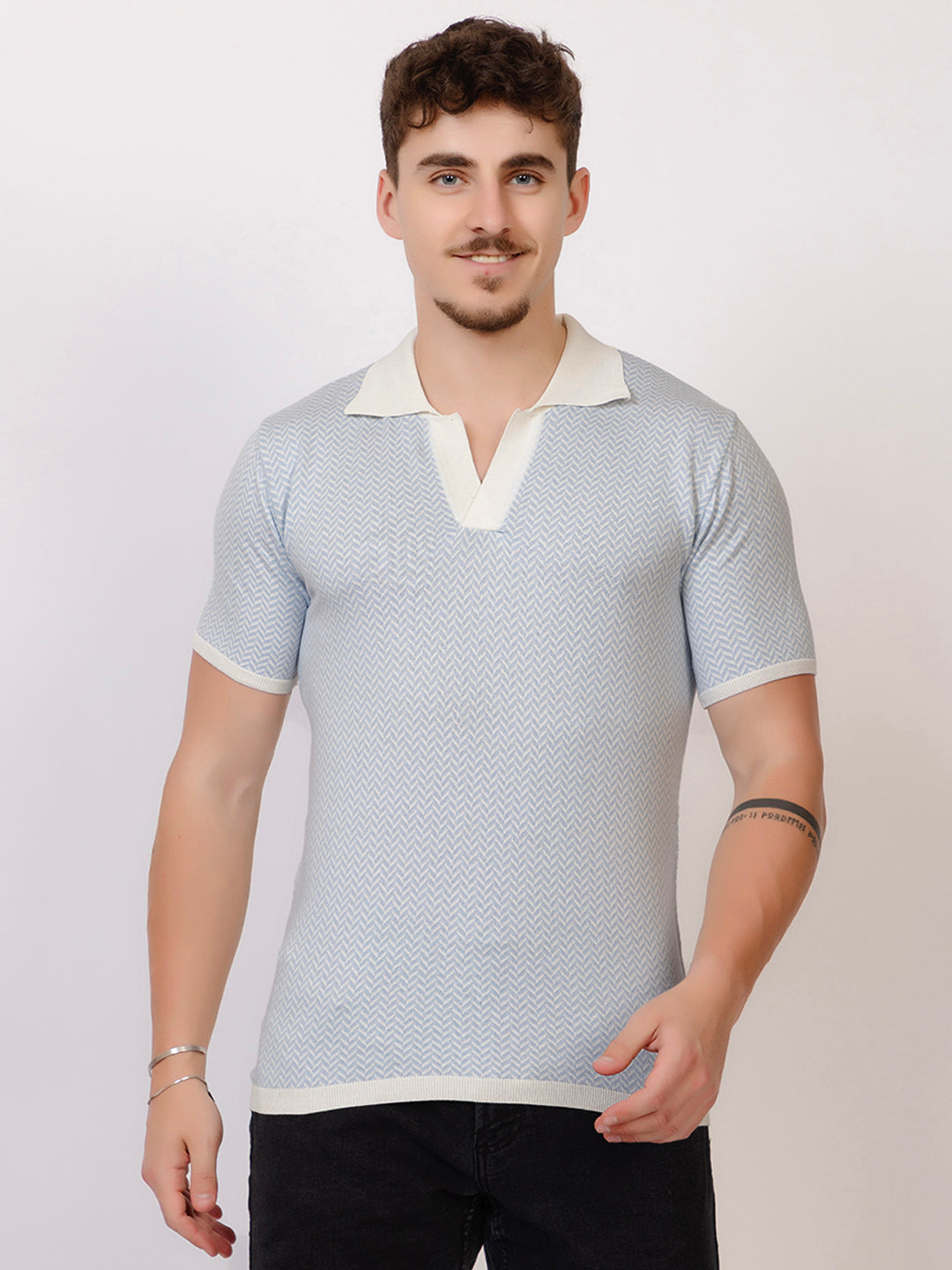 HEARING BONE FINE KNIT POLO