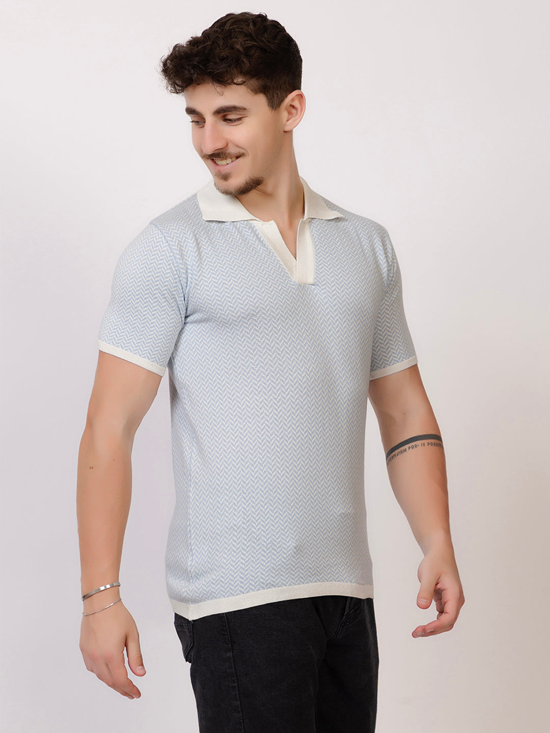 HEARING BONE FINE KNIT POLO