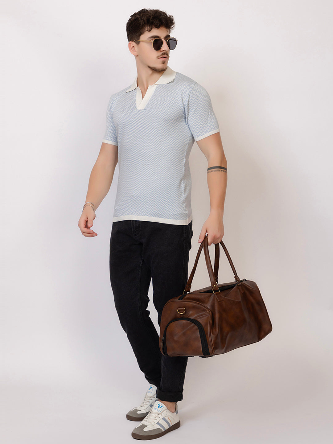 HEARING BONE FINE KNIT POLO