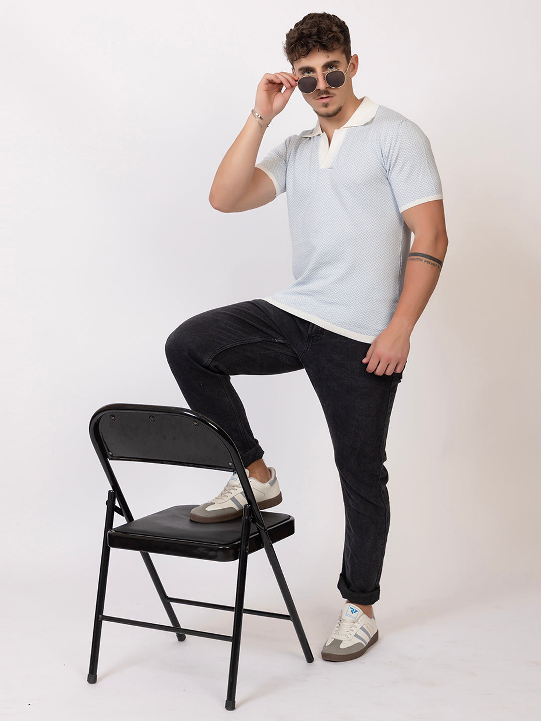 HEARING BONE FINE KNIT POLO