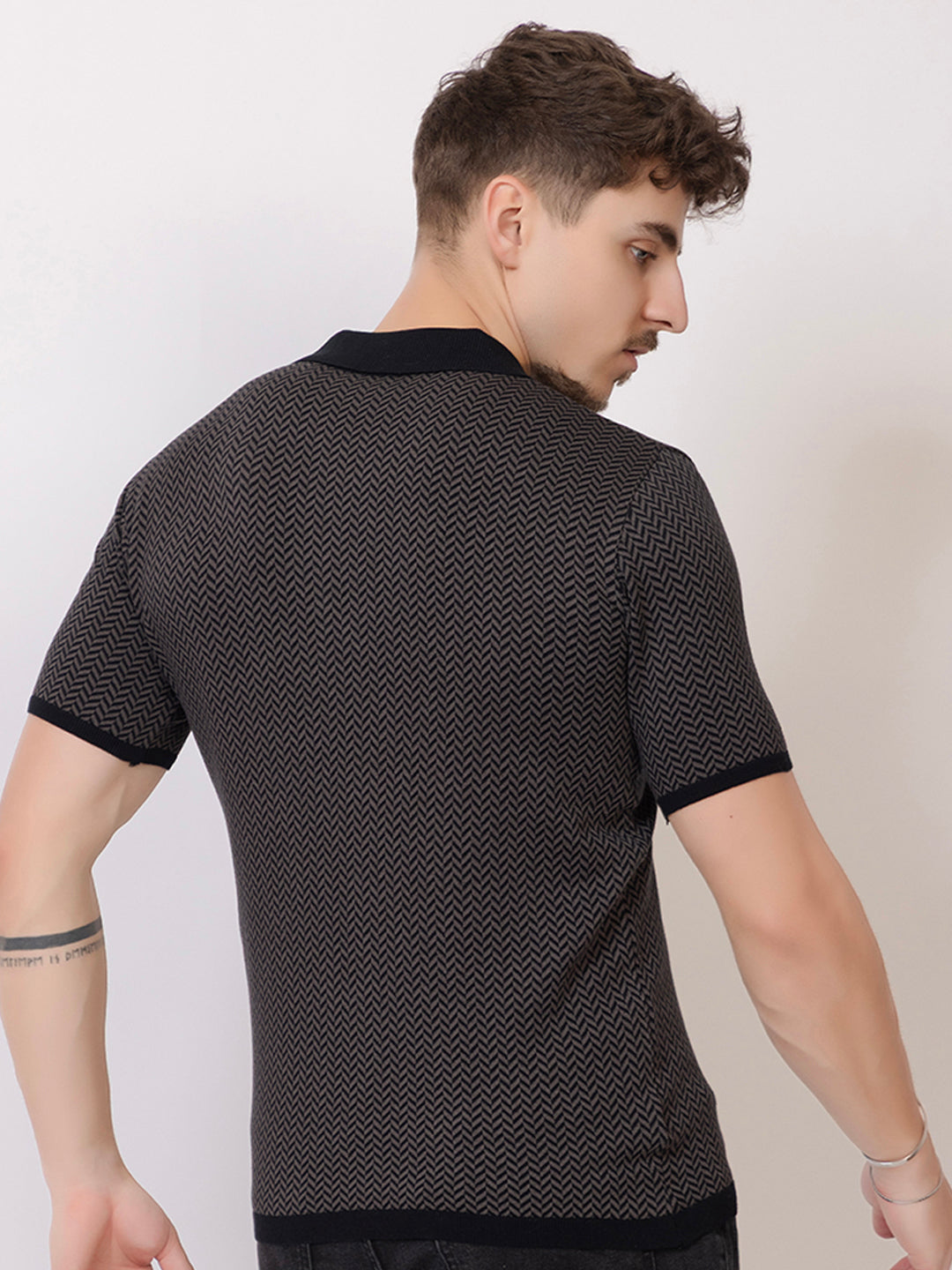 HEARING BONE FINE KNIT POLO