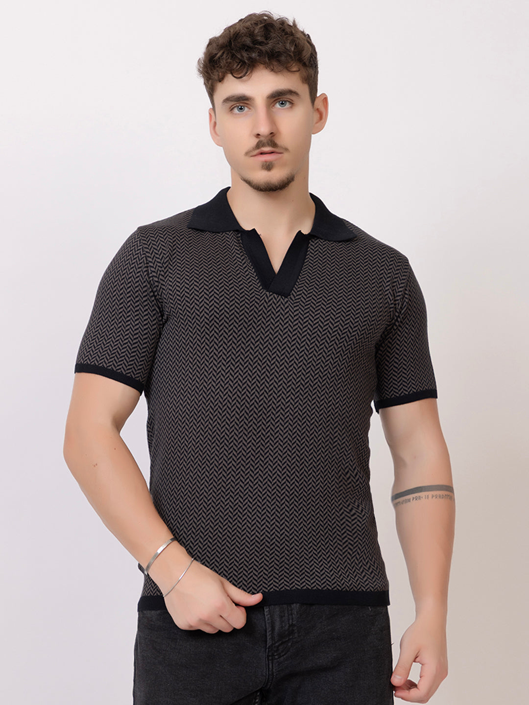 HEARING BONE FINE KNIT POLO