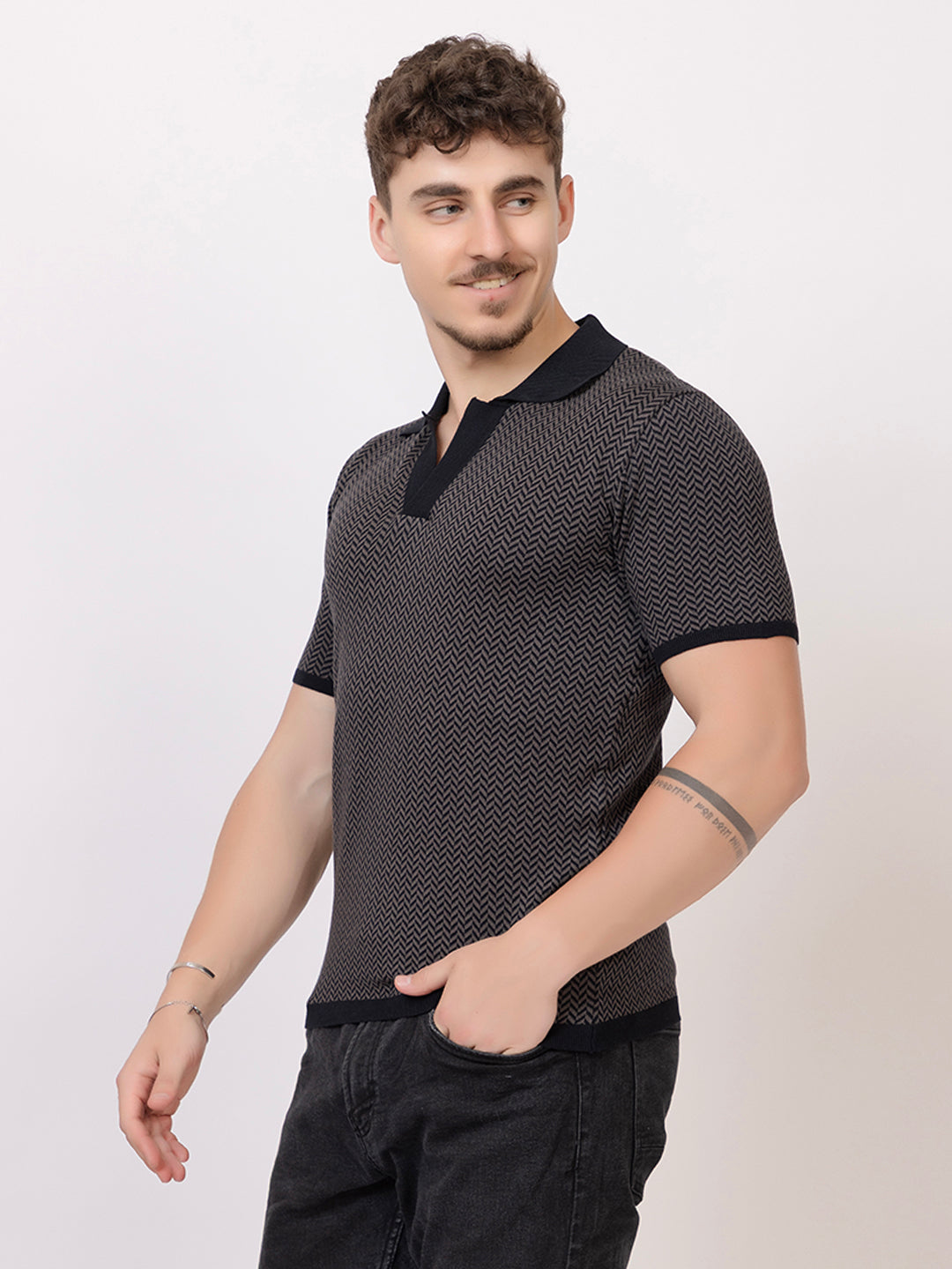 HEARING BONE FINE KNIT POLO