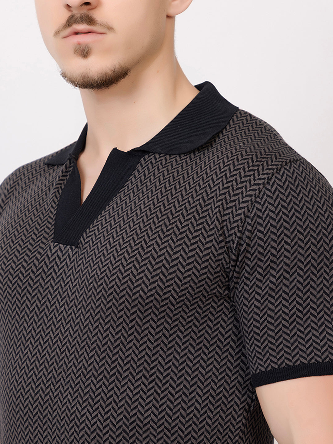 HEARING BONE FINE KNIT POLO