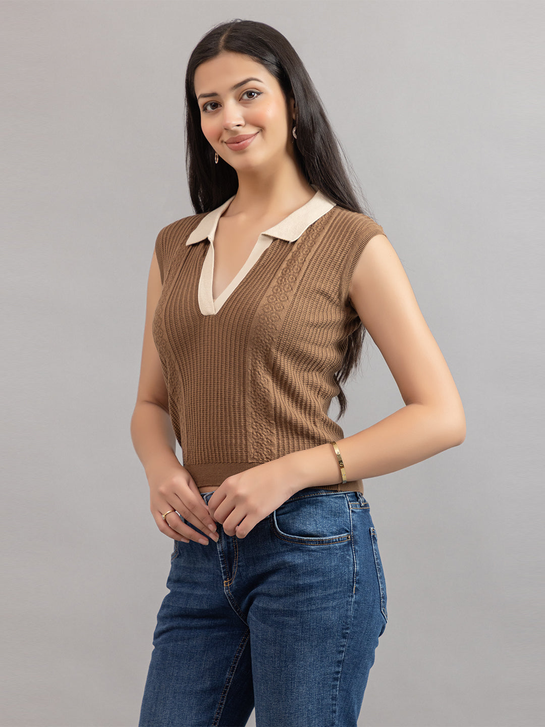 AEDENBURG V NECK POLO TOP