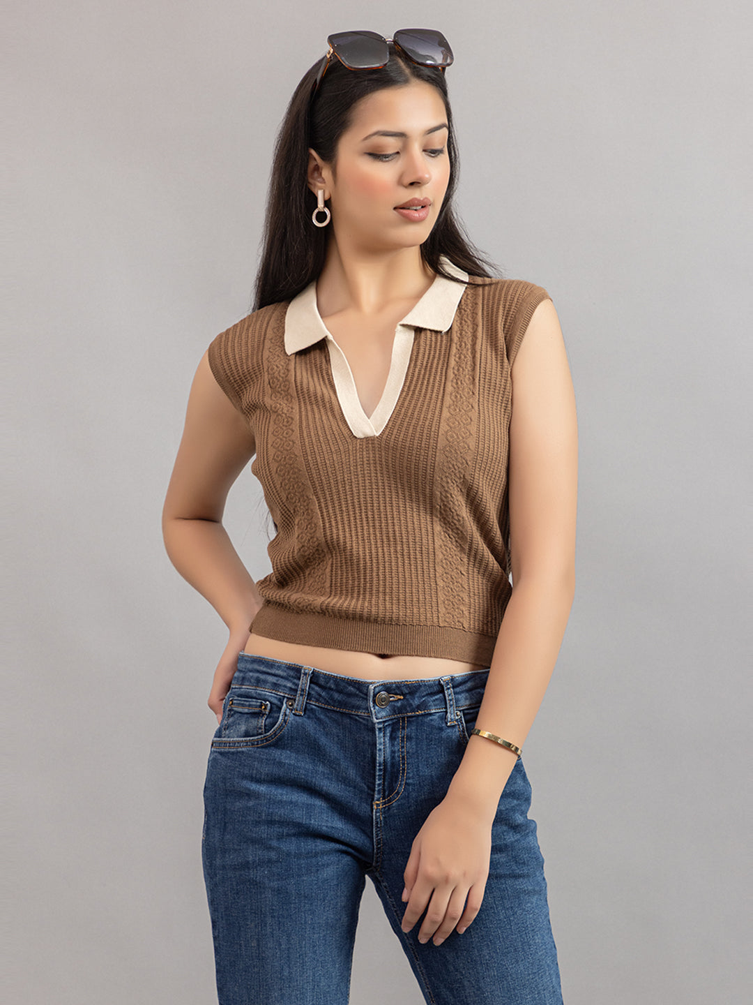 AEDENBURG V NECK POLO TOP