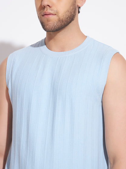 AEDENBURG Men Round Neck Sleeveless Regular Fit Knitted Cotton Blend Vest