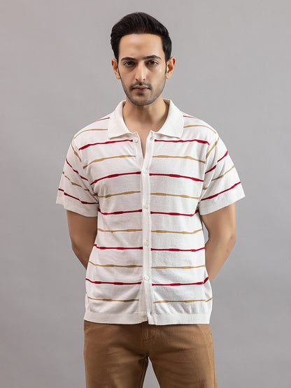 Homme fine knit stripe shirt