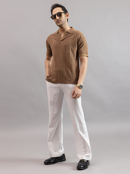 DIAMOND TEXTURED FINE KNIT POLO