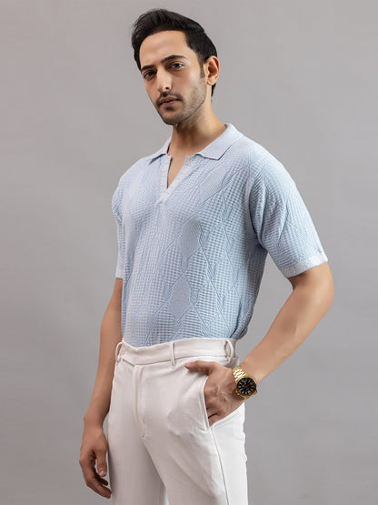 DIAMOND TEXTURED FINE KNIT POLO