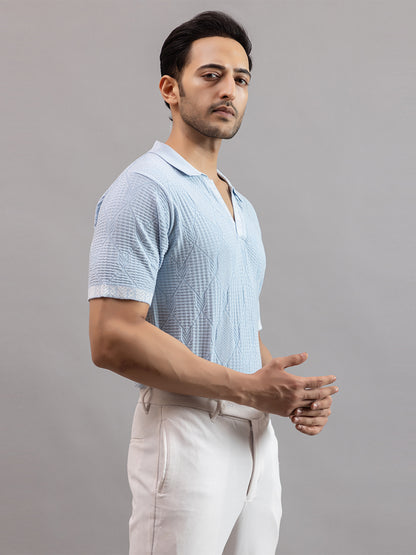 DIAMOND TEXTURED FINE KNIT POLO