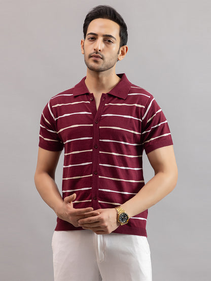Homme fine knit stripe shirt