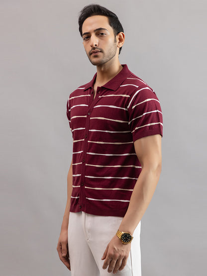 Homme fine knit stripe shirt