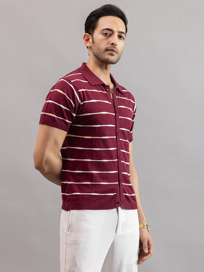 Homme fine knit stripe shirt