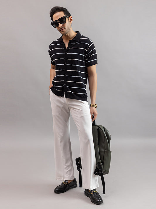 Homme fine knit stripe shirt