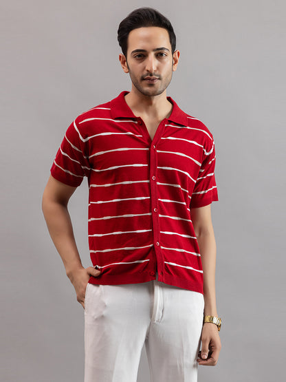 Homme fine knit stripe shirt