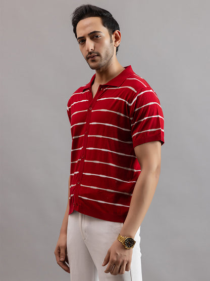 Homme fine knit stripe shirt