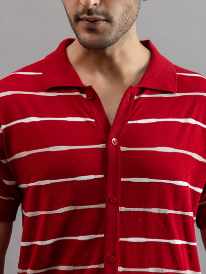 Homme fine knit stripe shirt