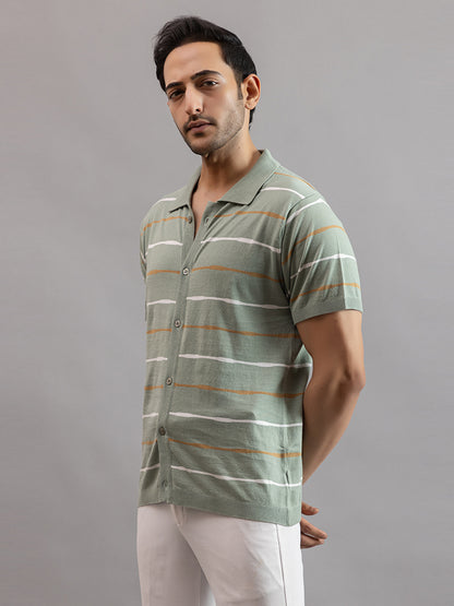 Homme fine knit stripe shirt