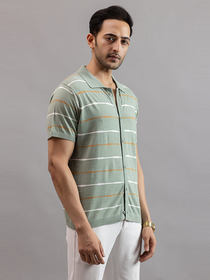 Homme fine knit stripe shirt
