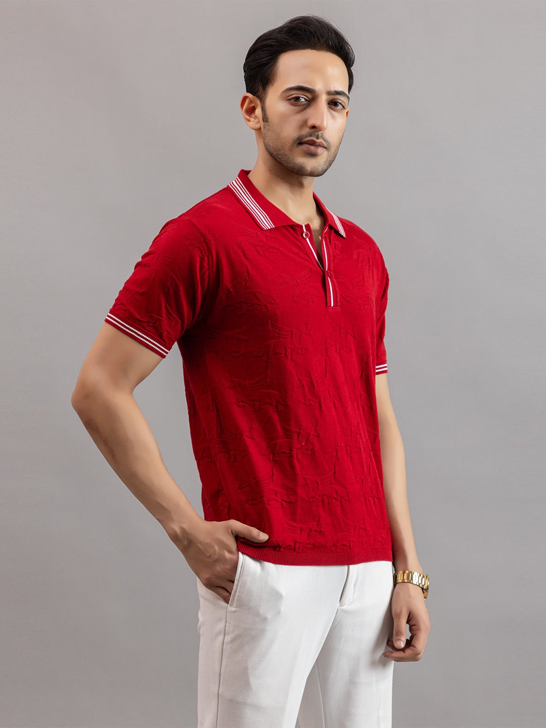 TEXTURED MUSTANG FINE KNIT POLO
