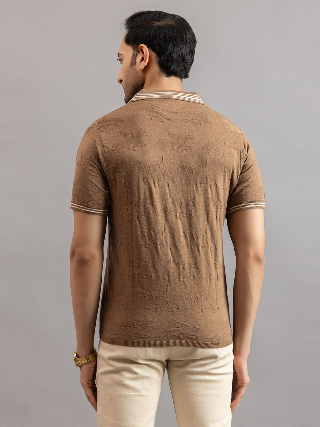 TEXTURED MUSTANG FINE KNIT POLO