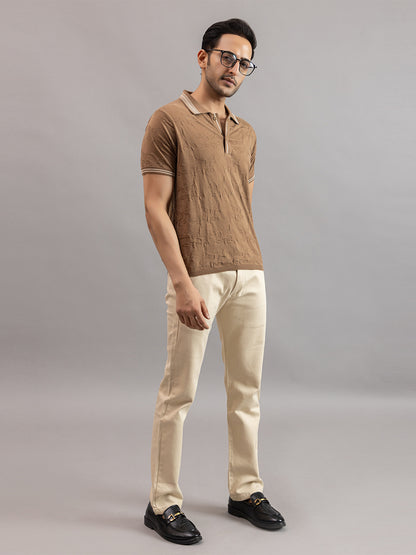 TEXTURED MUSTANG FINE KNIT POLO