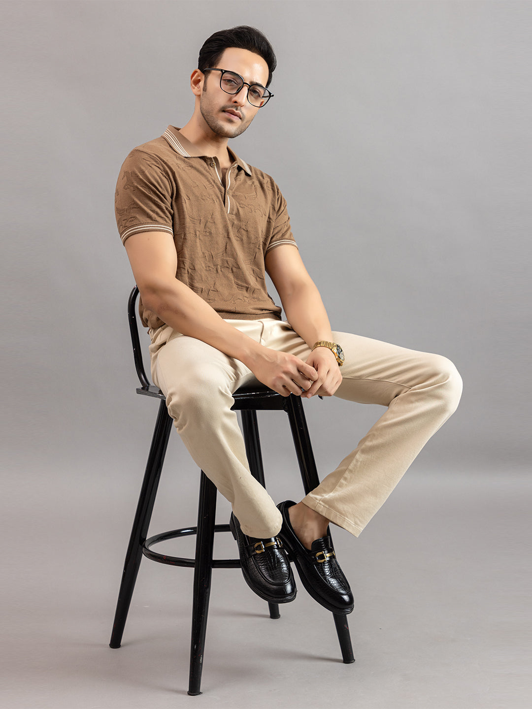 TEXTURED MUSTANG FINE KNIT POLO