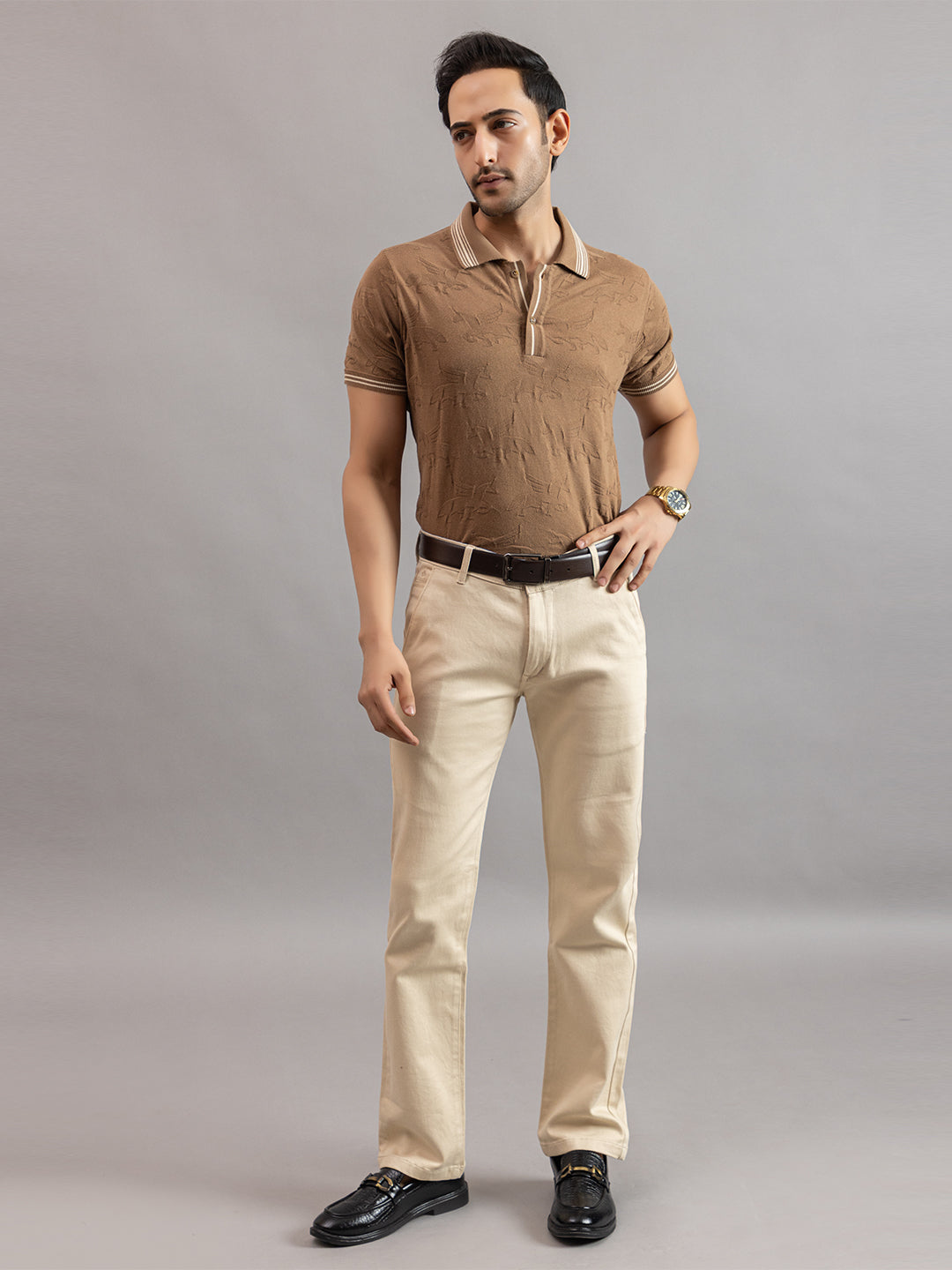 TEXTURED MUSTANG FINE KNIT POLO