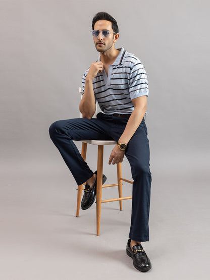 HOMME FINE KNIT STRIPE POLO