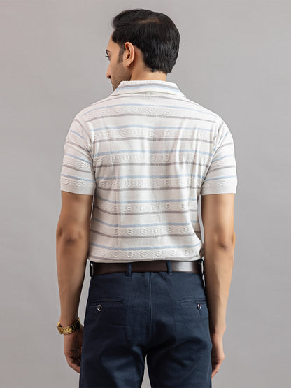 HOMME FINE KNIT STRIPE POLO