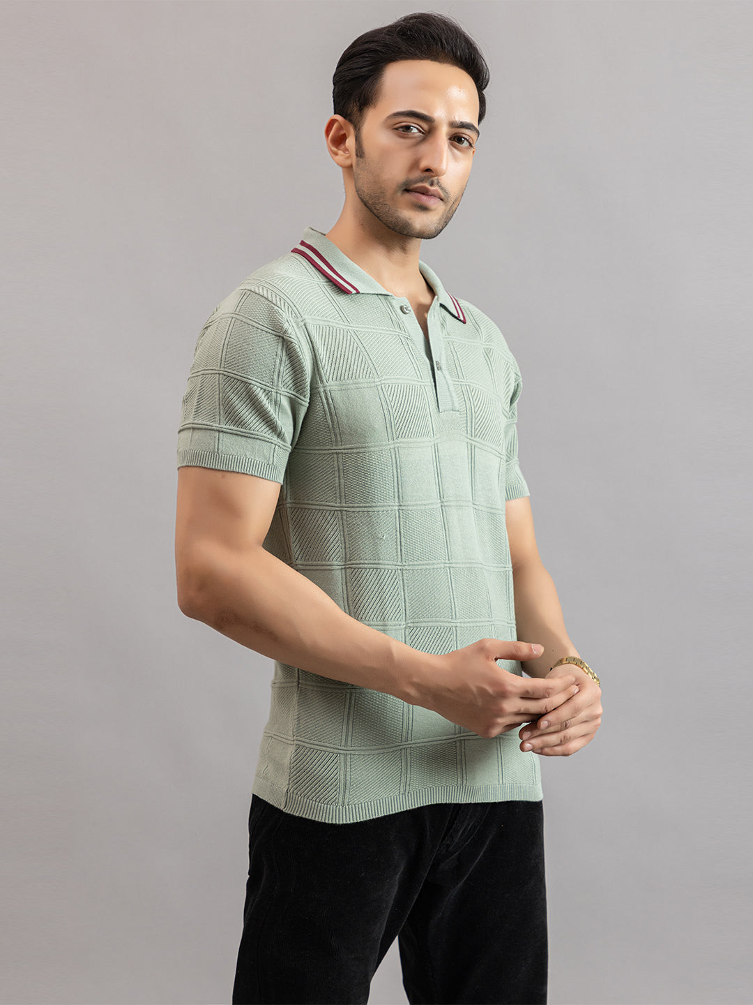 RELAXED REVERSE FINE KNIT POLO