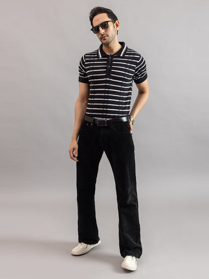 HOMME FINE KNIT STRIPE POLO