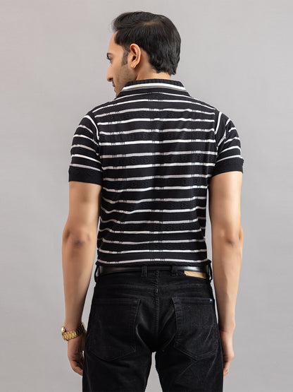 HOMME FINE KNIT STRIPE POLO