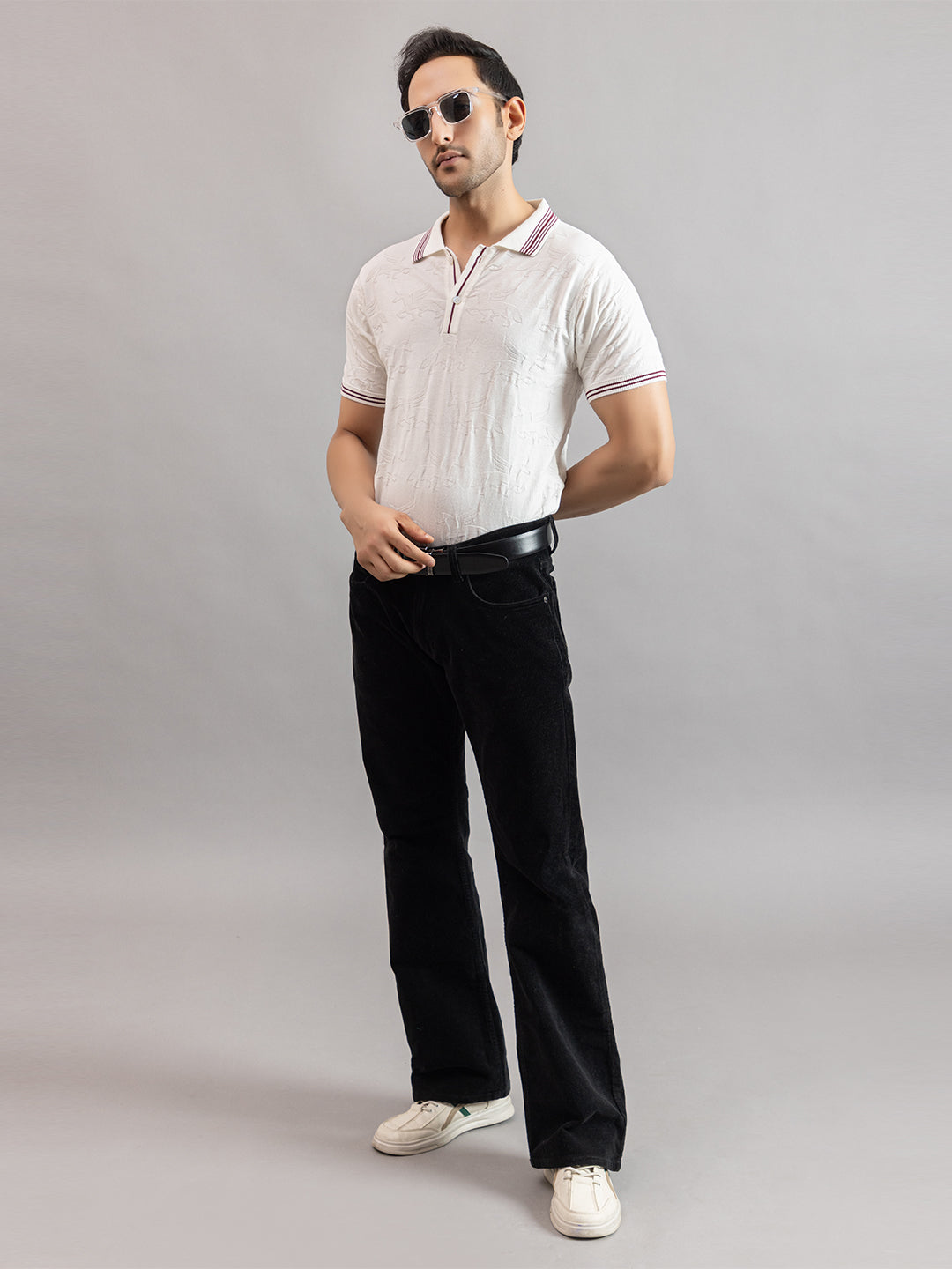 TEXTURED MUSTANG FINE KNIT POLO