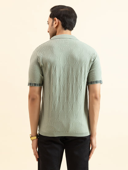 DIAMOND TEXTURED FINE KNIT POLO