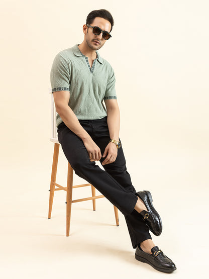 DIAMOND TEXTURED FINE KNIT POLO