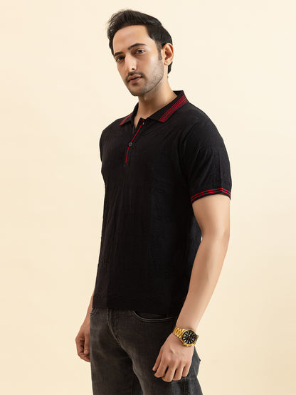 TEXTURED MUSTANG FINE KNIT POLO