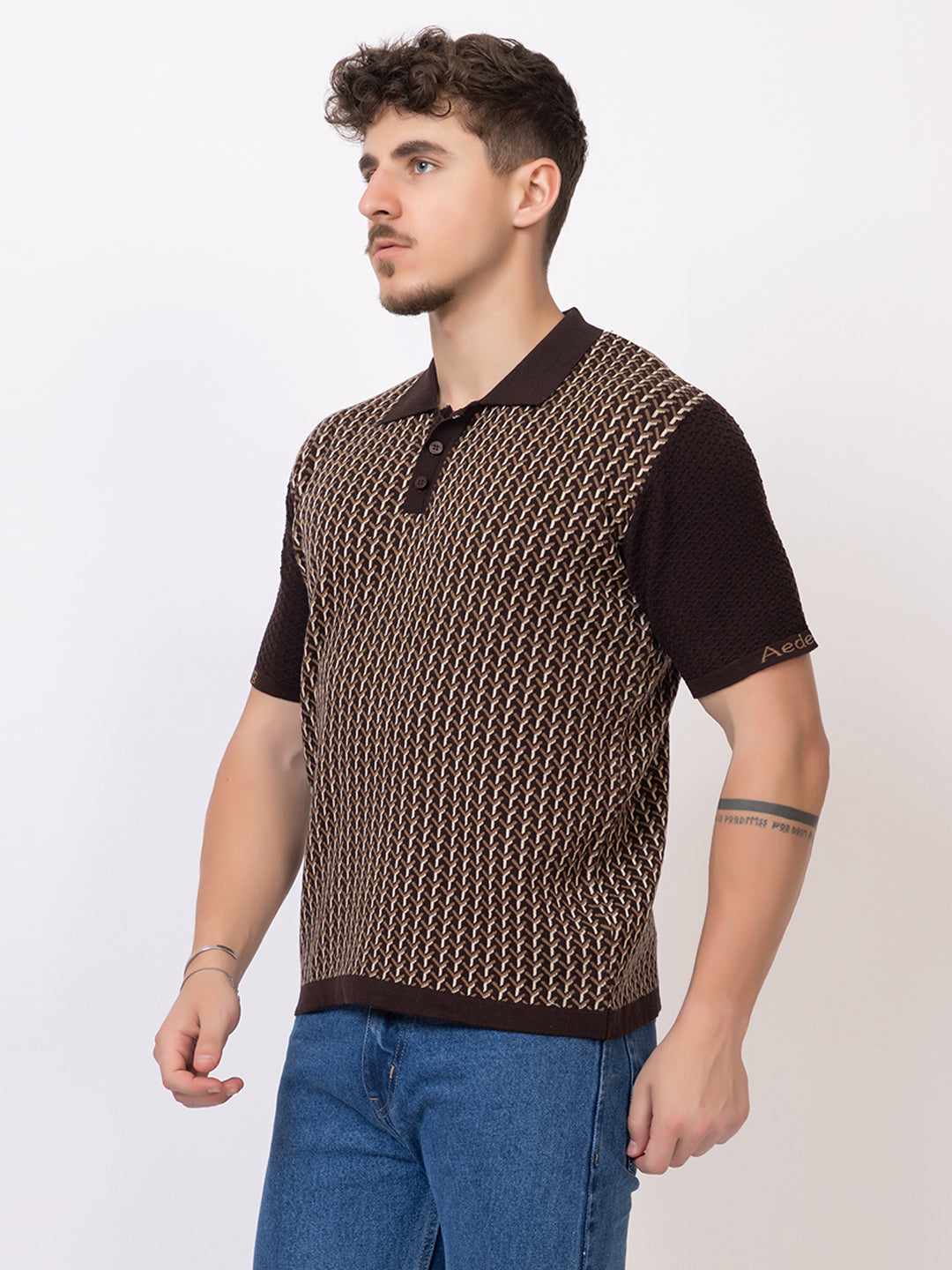 Y JAQUARD FINE KNIT POLO