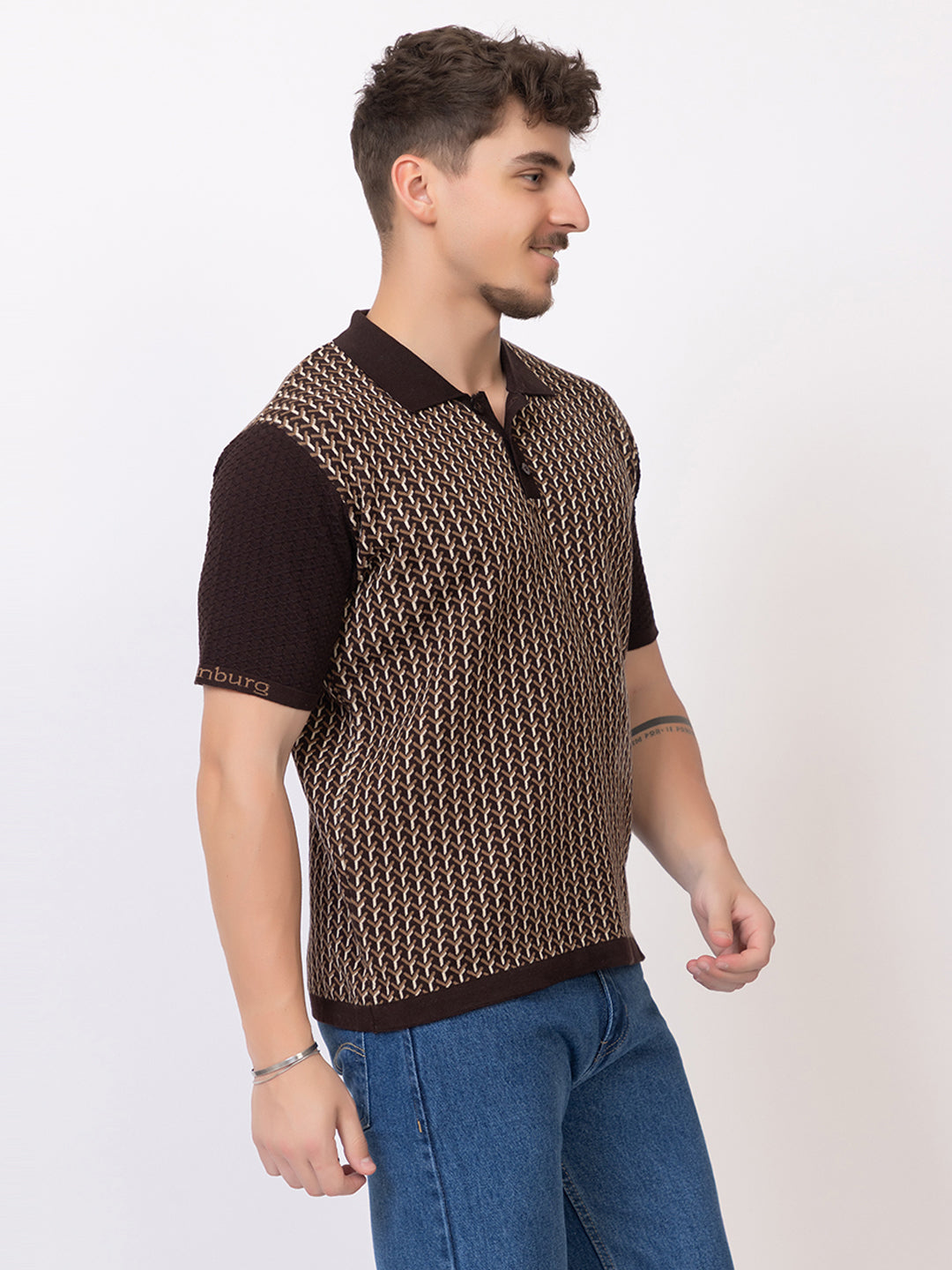 Y JAQUARD FINE KNIT POLO
