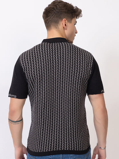 Y JAQUARD FINE KNIT POLO