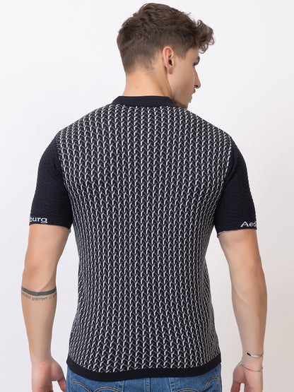 Y JAQUARD FINE KNIT POLO