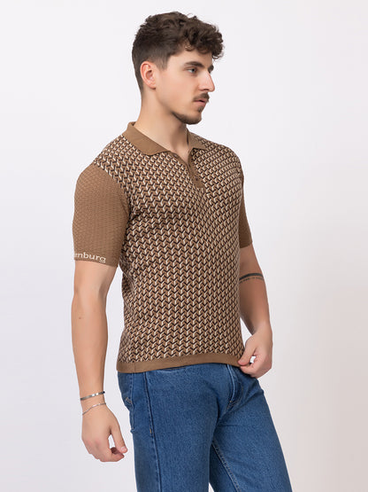 Y JAQUARD FINE KNIT POLO