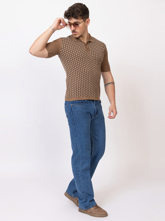 Y JAQUARD FINE KNIT POLO