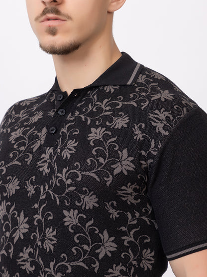 FINE COTTON FLAT KNIT FLOWER VEIL JAQUARD