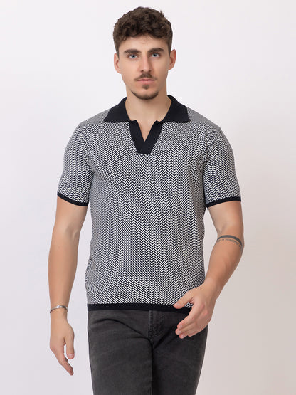 HEARING BONE FINE KNIT POLO