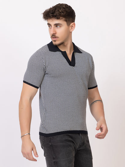 HEARING BONE FINE KNIT POLO