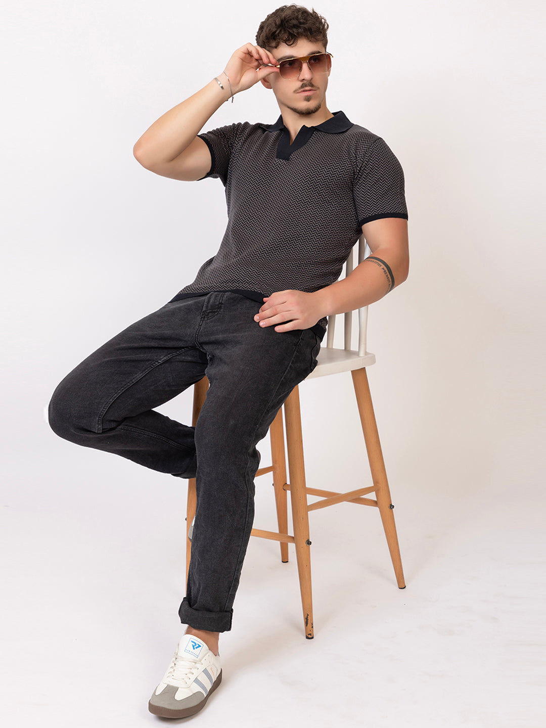HEARING BONE FINE KNIT POLO