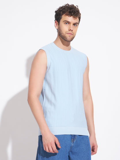 AEDENBURG Men Round Neck Sleeveless Regular Fit Knitted Cotton Blend Vest